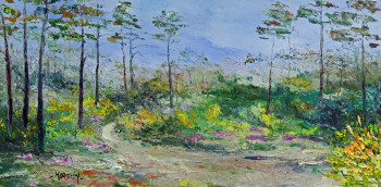Œuvre contemporaine nommée « Genets et bruyères en forêt Landaise », Réalisée par MICHEL HAMELIN