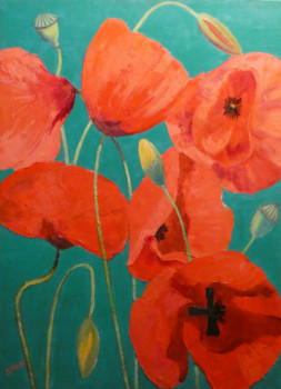 Œuvre contemporaine nommée « Coquelicots géants », Réalisée par PHILIPPE JAMIN