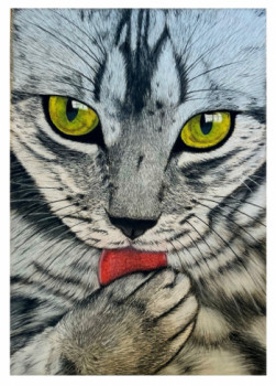 Œuvre contemporaine nommée « Portrait de chat », Réalisée par CARINE DELEAU