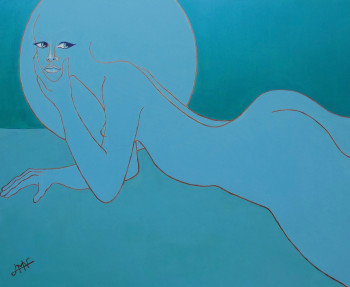 Œuvre contemporaine nommée « Femme à la lune », Réalisée par PHILIPPE JAMIN