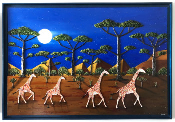 Œuvre contemporaine nommée « Girafes au clair de lune 7 ( Girafogalo ) », Réalisée par FRANK