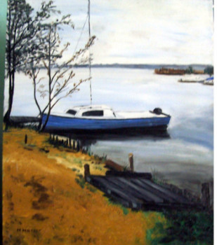 Œuvre contemporaine nommée « Lac de Sanguinet », Réalisée par NADINE MASSET