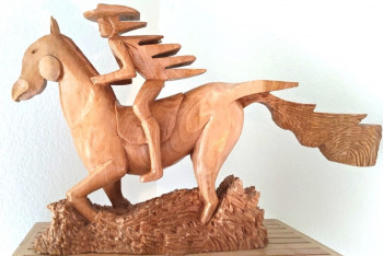 Œuvre contemporaine nommée « Vite, vite…sur son cheval ! », Réalisée par DIDIER LEMAHIEU