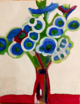 Œuvre contemporaine nommée « bouquet bleu », Réalisée par VERONIQUE MORICEAU