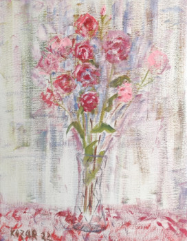 Œuvre contemporaine nommée « Fleurs roses à l'aube », Réalisée par KOZAR