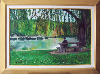 Œuvre contemporaine nommée « Promenade chez Monet (d'apres photo jbf vision avec autorisation) », Réalisée par NADINE MASSET