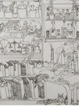 Œuvre contemporaine nommée « The Apothecary' s Library », Réalisée par D-VOLUTION