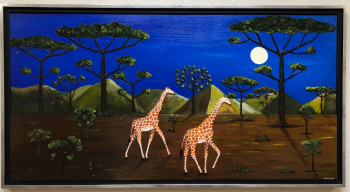 Œuvre contemporaine nommée « Girafes au clair de lune 9 ( Måneskin ) », Réalisée par FRANK