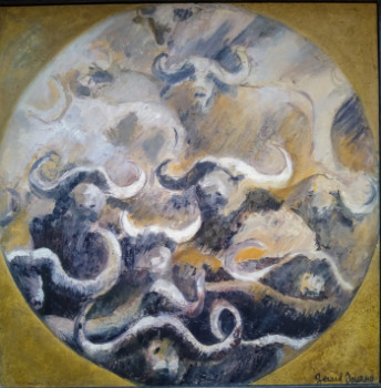 Œuvre contemporaine nommée « Le troupeau de buffles », Réalisée par GéRARD JOURNO