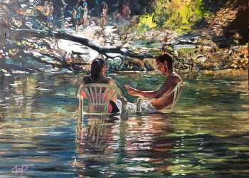 Œuvre contemporaine nommée « River Lovers », Réalisée par JO PAINTER