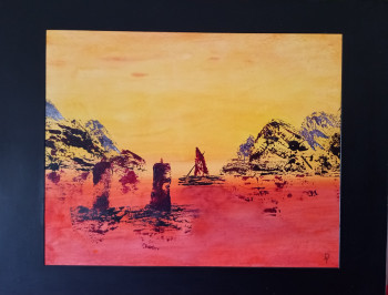 Œuvre contemporaine nommée « coucher de soleil », Réalisée par SYLVIE DUPRAZ