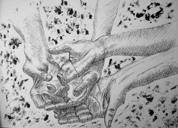 Œuvre contemporaine nommée « Mains dans la main », Réalisée par GéRARD JOURNO