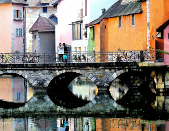 Œuvre contemporaine nommée « A DEUX SUR LE PONT », Réalisée par PATRICE ACCARY