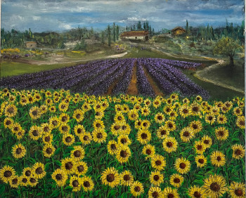 Œuvre contemporaine nommée « Lavandes et tournesols », Réalisée par FRéDéRIC MARTIN