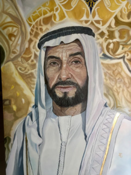 Œuvre contemporaine nommée « Son Altessse Cheikh Zayed benSultanal Nahyan », Réalisée par ISABELLE GARCIA