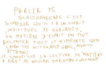 Œuvre contemporaine nommée « je vais faire un tour, à toute à l'heure dans le manège enchanté (il croit qu'il est en relation avec nous ha la la, on va l'écrire noir sur blanc) bisouxxx 3 », Réalisée par DAVID SROCZYNSKI
