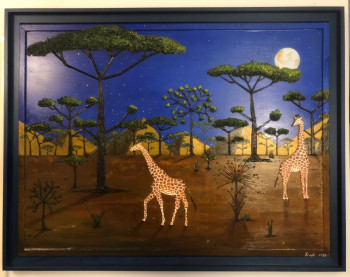 Œuvre contemporaine nommée « Girafes au clair de lune 8 ( Couple ) », Réalisée par FRANK