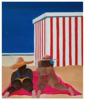 Œuvre contemporaine nommée « Confidences à la plage », Réalisée par ANNE DE MASSIAC