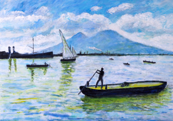 Œuvre contemporaine nommée « La baie de Naples avec le Vésuve », Réalisée par KRIGOU CHRISTIAN SCHNIDER