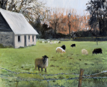 Œuvre contemporaine nommée « moutons d'ouessant », Réalisée par CORINNE QUIBEL