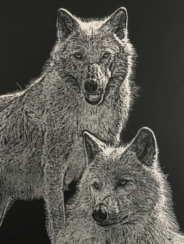 Œuvre contemporaine nommée « Les Loups », Réalisée par JACKY ROUGET