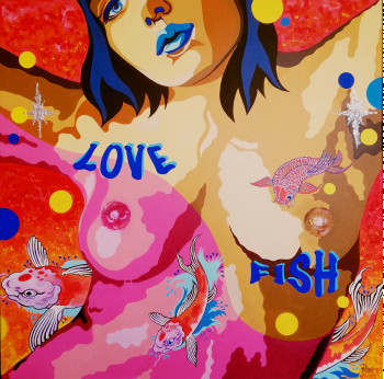 Œuvre contemporaine nommée « LOVE FISH 2 », Réalisée par BERNARD ROUX
