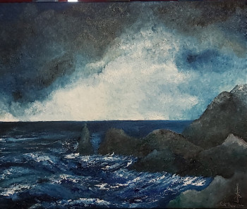 Œuvre contemporaine nommée « tempête sur la grève », Réalisée par LOSTBOY
