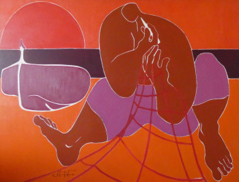 Œuvre contemporaine nommée « Le ravaudeur au soleil », Réalisée par PHILIPPE JAMIN