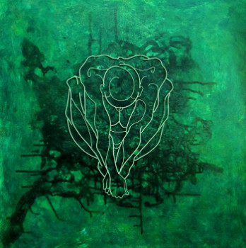 Œuvre contemporaine nommée « Recroquevillée verte », Réalisée par GARANCE BE.
