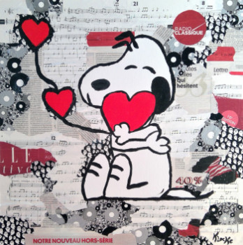 Œuvre contemporaine nommée « Snoopy amoureux », Réalisée par KARINE LOCKE