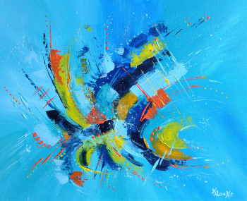 Œuvre contemporaine nommée « Effusion de bleu », Réalisée par KARINE LOCKE