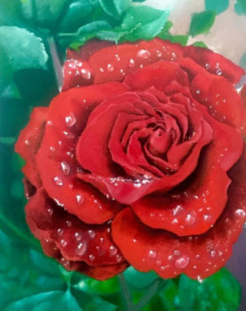 Œuvre contemporaine nommée « rose rouge », Réalisée par MOKDADAMIROUCHE