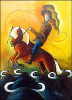 Œuvre contemporaine nommée « gardian de toros », Réalisée par JANPOL PORTALIS