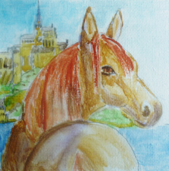 Œuvre contemporaine nommée « Le cheval du Mont-Saint-Michel », Réalisée par DOMINIQUE HOFFMAN