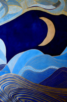 Œuvre contemporaine nommée « Lune dorée », Réalisée par NADIA TOUHAMI