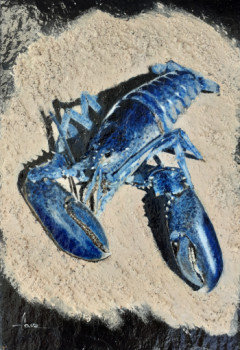 Œuvre contemporaine nommée « Le homard bleu », Réalisée par ART'DOISES ET PEINTURES
