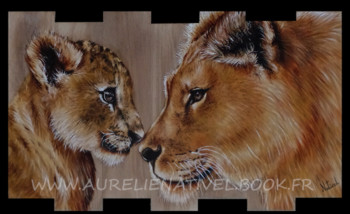 Œuvre contemporaine nommée « Lionceau et sa maman », Réalisée par AURéLIE NATIVEL