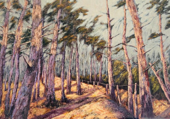 Œuvre contemporaine nommée « Chemin forestier dans les pins », Réalisée par NADYA RIGAILL