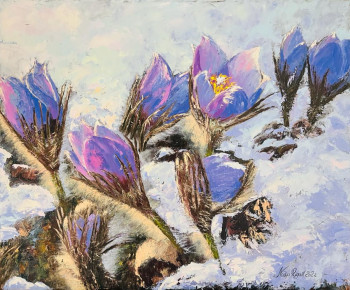 Œuvre contemporaine nommée « Crocus dans la neige », Réalisée par NADYA RIGAILL