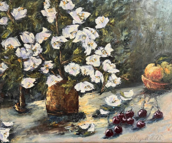 Œuvre contemporaine nommée « Vase de jasmins en fleur », Réalisée par NADYA RIGAILL