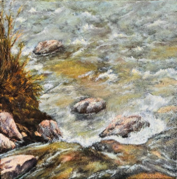 Œuvre contemporaine nommée « Cailloux dans un torrent de montagne », Réalisée par NADYA RIGAILL