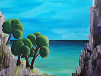 Œuvre contemporaine nommée « Calanque de méditerranée », Réalisée par ANNE DE MASSIAC