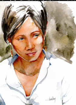 Œuvre contemporaine nommée « Portrait Vietnamienne », Réalisée par CHRISTIAN