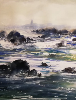 Œuvre contemporaine nommée « Tempête ay phare de Mean Ruiz - Plomanac'h », Réalisée par CHRISTOPHE CREPIN