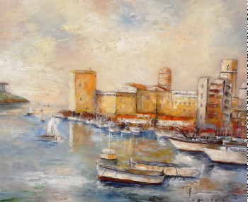 Œuvre contemporaine nommée « Marseille vieux port 1 », Réalisée par PATRICK LEMIERE