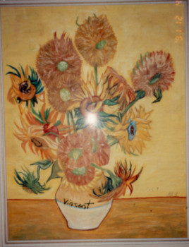 Œuvre contemporaine nommée « En souvenir des Tournesols de Vincent Van Gogh », Réalisée par MITRA SHAHKAR