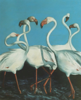 Œuvre contemporaine nommée « Flamands en Camargues », Réalisée par PATRICK LEMIERE