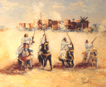 Œuvre contemporaine nommée « Fantasia au Maroc », Réalisée par PATRICK LEMIERE