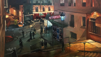 Œuvre contemporaine nommée « Vie nocturne à Montmartre », Réalisée par ZBYLUT