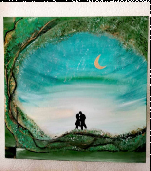 Œuvre contemporaine nommée « Green moon », Réalisée par CHARLINE